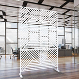 Tidoin 6.3 ft. x 4 ft. White Steel Freestanding Flat Flat Top Decorative Privacy Screen Metal Fence Panel