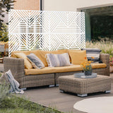 Tidoin 6.3 ft. x 4 ft. White Steel Freestanding Flat Flat Top Decorative Privacy Screen Metal Fence Panel