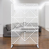 Tidoin 6.3 ft. x 4 ft. White Steel Freestanding Flat Flat Top Decorative Privacy Screen Metal Fence Panel