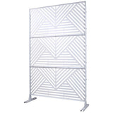 Tidoin 6.3 ft. x 4 ft. White Steel Freestanding Flat Flat Top Decorative Privacy Screen Metal Fence Panel