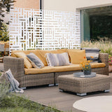 Tidoin 6.3 ft. x 4 ft. White Steel Freestanding Flat Flat Top Decorative Privacy Screen Metal Fence Panel