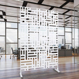 Tidoin 6.3 ft. x 4 ft. White Steel Freestanding Flat Flat Top Decorative Privacy Screen Metal Fence Panel