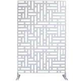 Tidoin 6.3 ft. x 4 ft. White Steel Freestanding Flat Flat Top Decorative Privacy Screen Metal Fence Panel