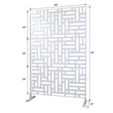 Tidoin 6.3 ft. x 4 ft. White Steel Freestanding Flat Flat Top Decorative Privacy Screen Metal Fence Panel