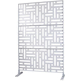 Tidoin 6.3 ft. x 4 ft. White Steel Freestanding Flat Flat Top Decorative Privacy Screen Metal Fence Panel