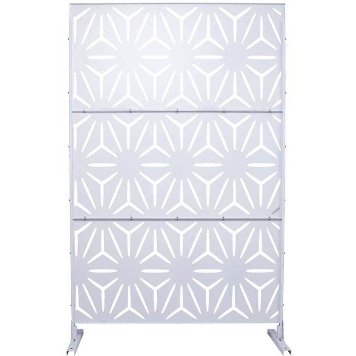 Tidoin 6.3 ft. x 4 ft. White Steel Freestanding Flat Flat Top Decorative Privacy Screen Metal Fence Panel