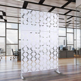 Tidoin 6.3 ft. x 4 ft. White Steel Freestanding Flat Flat Top Decorative Privacy Screen Metal Fence Panel