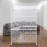Tidoin 6.3 ft. x 4 ft. White Steel Freestanding Flat Flat Top Decorative Privacy Screen Metal Fence Panel