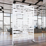 Tidoin 6.3 ft. x 4 ft. White Steel Freestanding Flat Flat Top Decorative Privacy Screen Metal Fence Panel