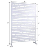 Tidoin 6.3 ft. x 4 ft. White Steel Freestanding Flat Flat Top Decorative Privacy Screen Metal Fence Panel