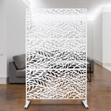Tidoin 6.3 ft. x 4 ft. White Steel Freestanding Flat Flat Top Decorative Privacy Screen Metal Fence Panel