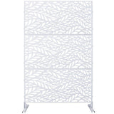 Tidoin 6.3 ft. x 4 ft. White Steel Freestanding Flat Flat Top Decorative Privacy Screen Metal Fence Panel