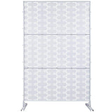 Tidoin 6.3 ft. x 4 ft. White Steel Freestanding Flat Flat Top Decorative Privacy Screen Metal Fence Panel