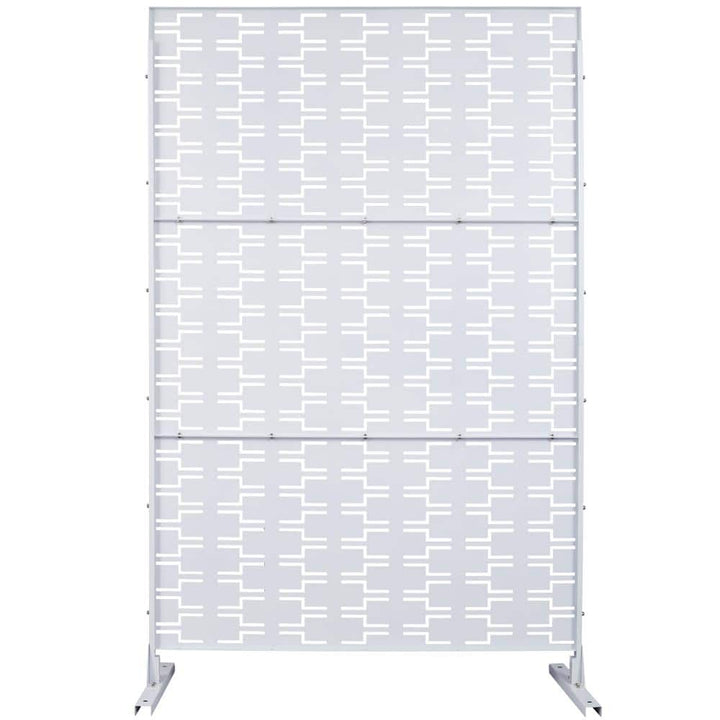 Tidoin 6.3 ft. x 4 ft. White Steel Freestanding Flat Flat Top Decorative Privacy Screen Metal Fence Panel