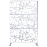 Tidoin 6.3 ft. x 4 ft. White Steel Freestanding Flat Flat Top Decorative Privacy Screen Metal Fence Panel