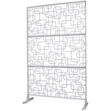 Tidoin 6.3 ft. x 4 ft. White Steel Freestanding Flat Flat Top Decorative Privacy Screen Metal Fence Panel