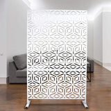 Tidoin 6.3 ft. x 4 ft. White Steel Freestanding Flat Flat Top Decorative Privacy Screen Metal Fence Panel
