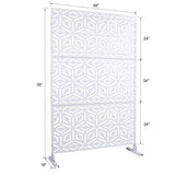 Tidoin 6.3 ft. x 4 ft. White Steel Freestanding Flat Flat Top Decorative Privacy Screen Metal Fence Panel