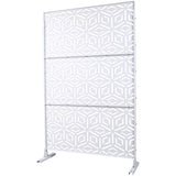 Tidoin 6.3 ft. x 4 ft. White Steel Freestanding Flat Flat Top Decorative Privacy Screen Metal Fence Panel
