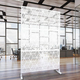 Tidoin 6.3 ft. x 4 ft. White Steel Freestanding Flat Flat Top Decorative Privacy Screen Metal Fence Panel
