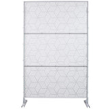 Tidoin 6.3 ft. x 4 ft. White Steel Freestanding Flat Flat Top Decorative Privacy Screen Metal Fence Panel