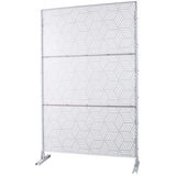 Tidoin 6.3 ft. x 4 ft. White Steel Freestanding Flat Flat Top Decorative Privacy Screen Metal Fence Panel