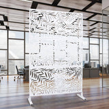 Tidoin 6.3 ft. x 4 ft. White Steel Freestanding Flat Flat Top Decorative Privacy Screen Metal Fence Panel