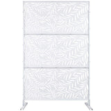 Tidoin 6.3 ft. x 4 ft. White Steel Freestanding Flat Flat Top Decorative Privacy Screen Metal Fence Panel