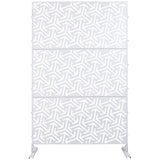 Tidoin 6.3 ft. x 4 ft. White Steel Freestanding Flat Flat Top Decorative Privacy Screen Metal Fence Panel