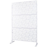 Tidoin 6.3 ft. x 4 ft. White Steel Freestanding Flat Flat Top Decorative Privacy Screen Metal Fence Panel