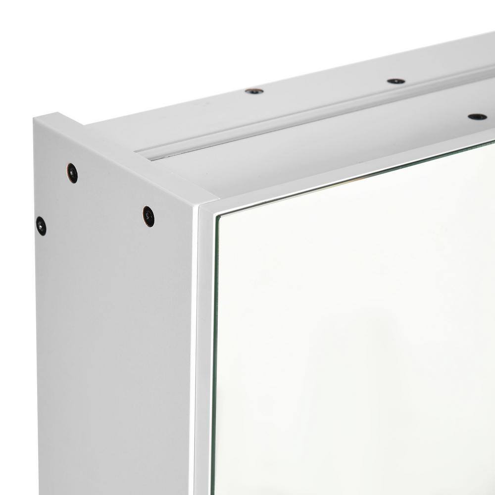Tileon 35.50 in. W x 29.50 in. H Rectangular MDF Medicine Cabinet with Mirror, LED Organizer with Dimmer Touch Switch-White
