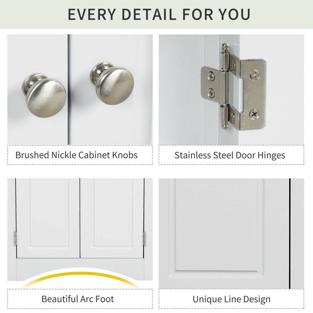 Tileon 23.6-in. W x 17.2-in. D x 31.5-in. H in White MDF Ready to Assemble Floor Corner Kitchen Cabinet with Adjustable Shelves