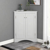 Tileon 23.6-in. W x 17.2-in. D x 31.5-in. H in White MDF Ready to Assemble Floor Corner Kitchen Cabinet with Adjustable Shelves