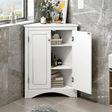 Tileon 23.6-in. W x 17.2-in. D x 31.5-in. H in White MDF Ready to Assemble Floor Corner Kitchen Cabinet with Adjustable Shelves