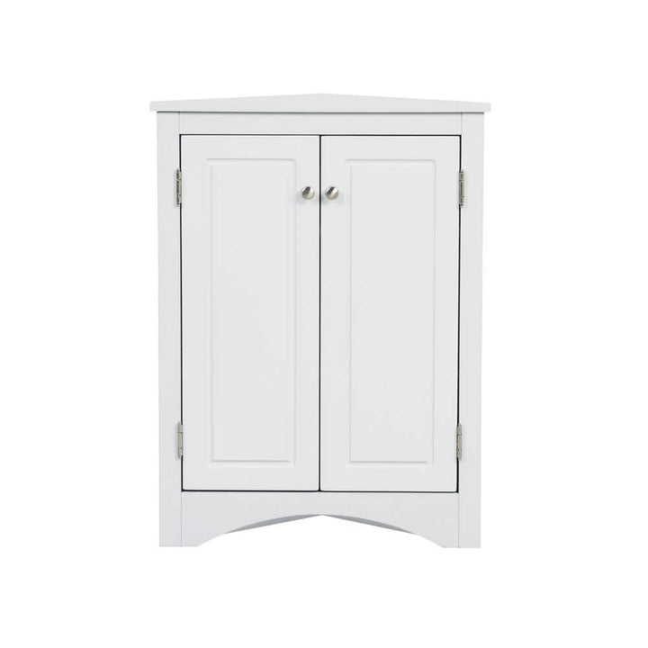 Tileon 23.6-in. W x 17.2-in. D x 31.5-in. H in White MDF Ready to Assemble Floor Corner Kitchen Cabinet with Adjustable Shelves
