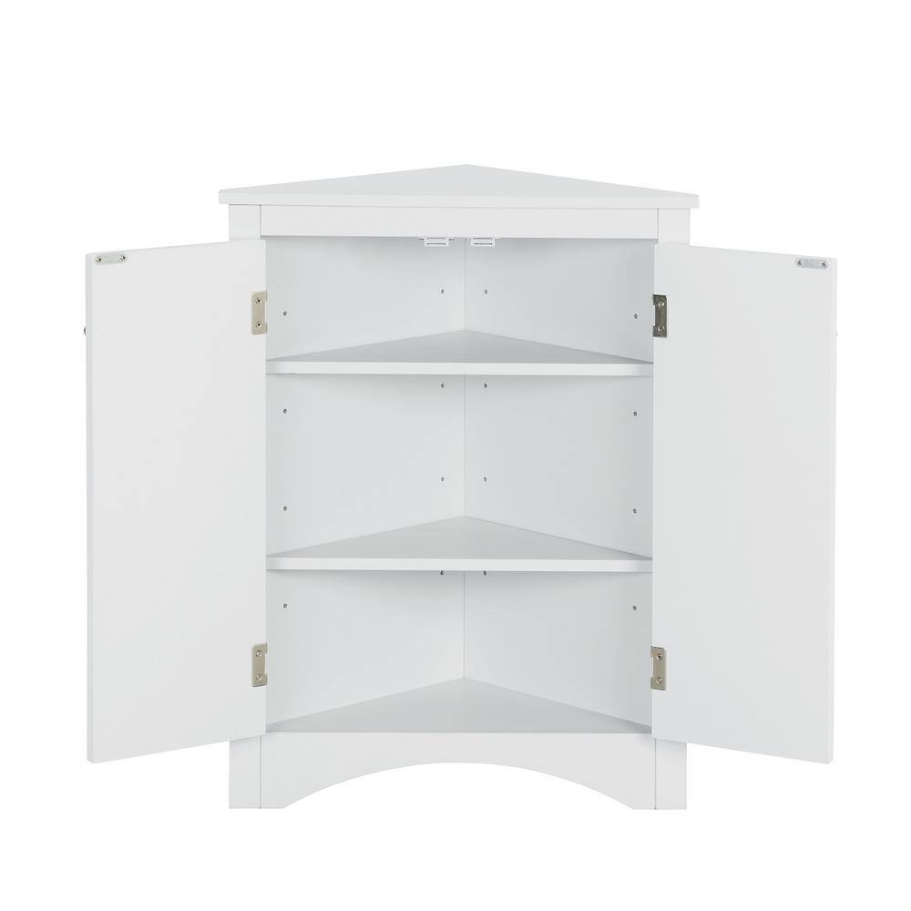 Tileon 23.6-in. W x 17.2-in. D x 31.5-in. H in White MDF Ready to Assemble Floor Corner Kitchen Cabinet with Adjustable Shelves