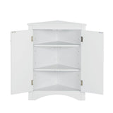 Tileon 23.6-in. W x 17.2-in. D x 31.5-in. H in White MDF Ready to Assemble Floor Corner Kitchen Cabinet with Adjustable Shelves