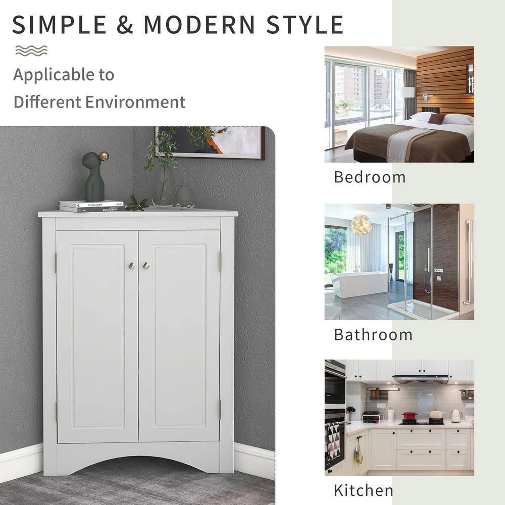 Tileon 23.6-in. W x 17.2-in. D x 31.5-in. H in White MDF Ready to Assemble Floor Corner Kitchen Cabinet with Adjustable Shelves