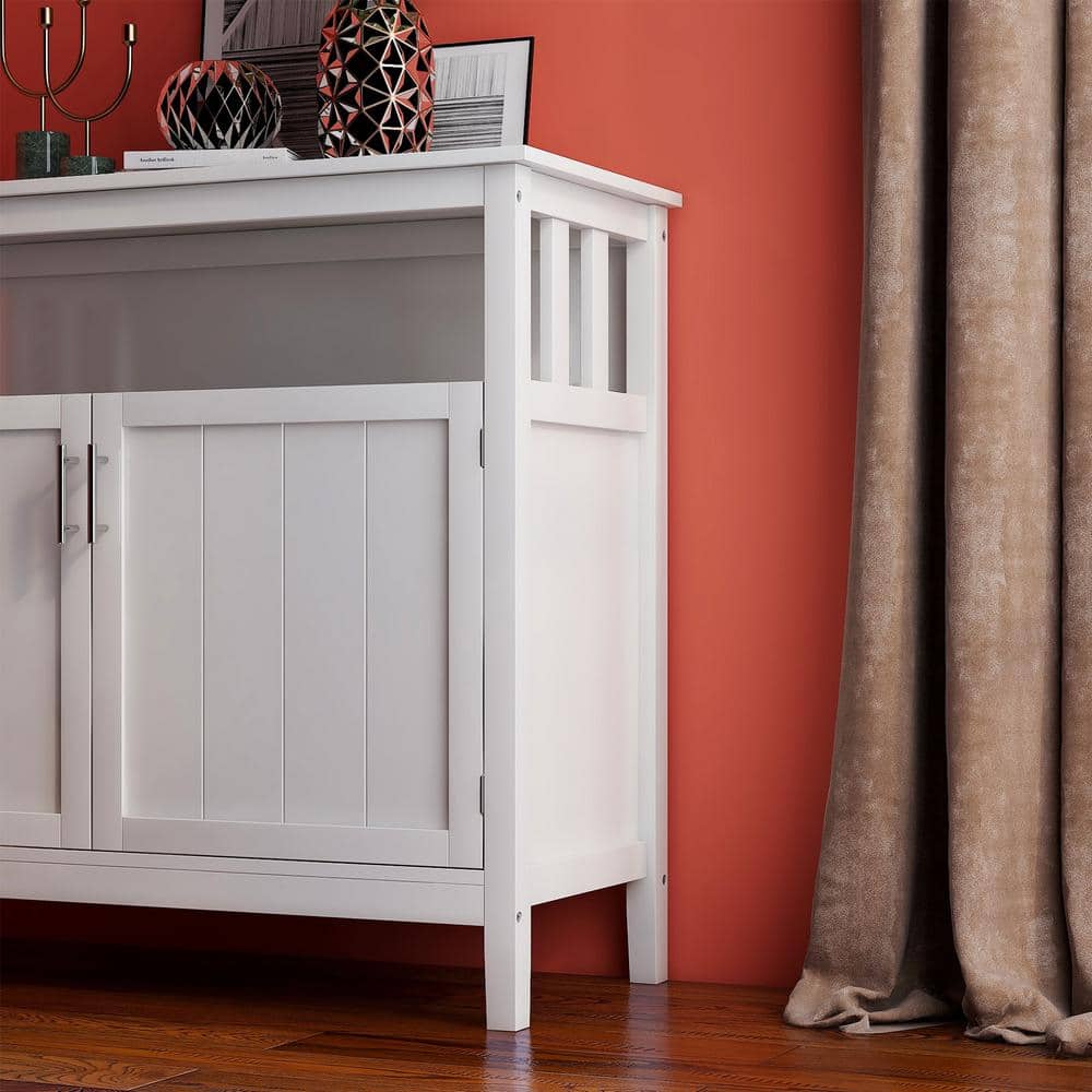 Tileon 39.96 in. W x 15.75 in. D x 34.25 in. H in White MDF Ready to Assenmble Floor Kitchen Cabinet storage sideboard