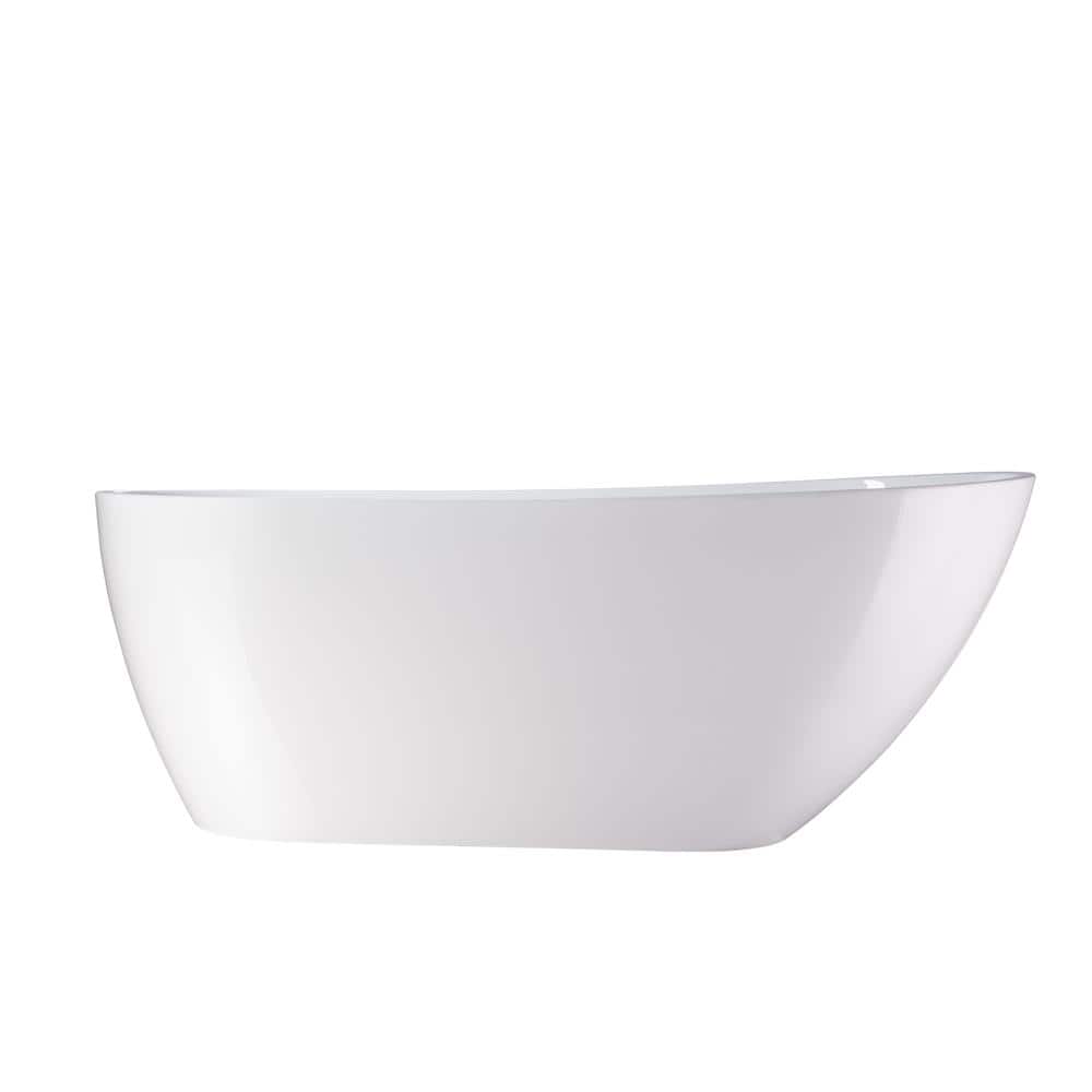 Vanity Art Colombes 67 in. Acrylic Flatbottom Freestanding Bathtub in White/Titanium Gold