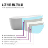 Vanity Art Colombes 67 in. Acrylic Flatbottom Freestanding Bathtub in White/Titanium Gold