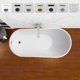 Vanity Art Colombes 67 in. Acrylic Flatbottom Freestanding Bathtub in White/Titanium Gold