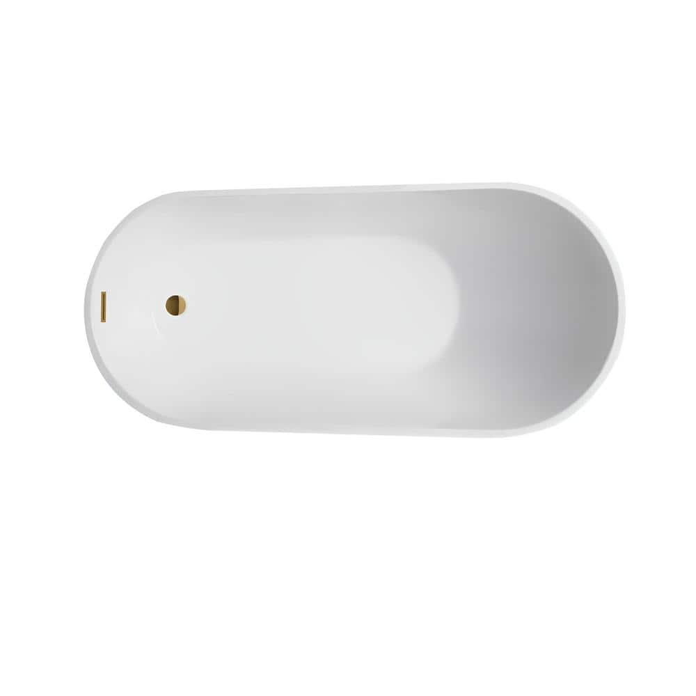 Vanity Art Colombes 67 in. Acrylic Flatbottom Freestanding Bathtub in White/Titanium Gold