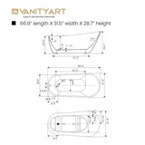 Vanity Art Colombes 67 in. Acrylic Flatbottom Freestanding Bathtub in White/Titanium Gold