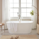 Vanity Art Bordeaux 59 in. Acrylic Flatbottom Freestanding Bathtub in White/Titanium Gold