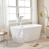 Vanity Art Bordeaux 59 in. Acrylic Flatbottom Freestanding Bathtub in White/Titanium Gold