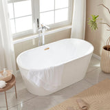 Vanity Art Bordeaux 59 in. Acrylic Flatbottom Freestanding Bathtub in White/Titanium Gold