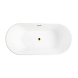 Vanity Art Bordeaux 59 in. Acrylic Flatbottom Freestanding Bathtub in White/Titanium Gold