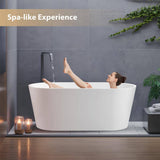 Vanity Art Bordeaux 59 in. Acrylic Flatbottom Freestanding Bathtub in White/Titanium Gold