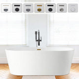 Vanity Art Bordeaux 59 in. Acrylic Flatbottom Freestanding Bathtub in White/Titanium Gold